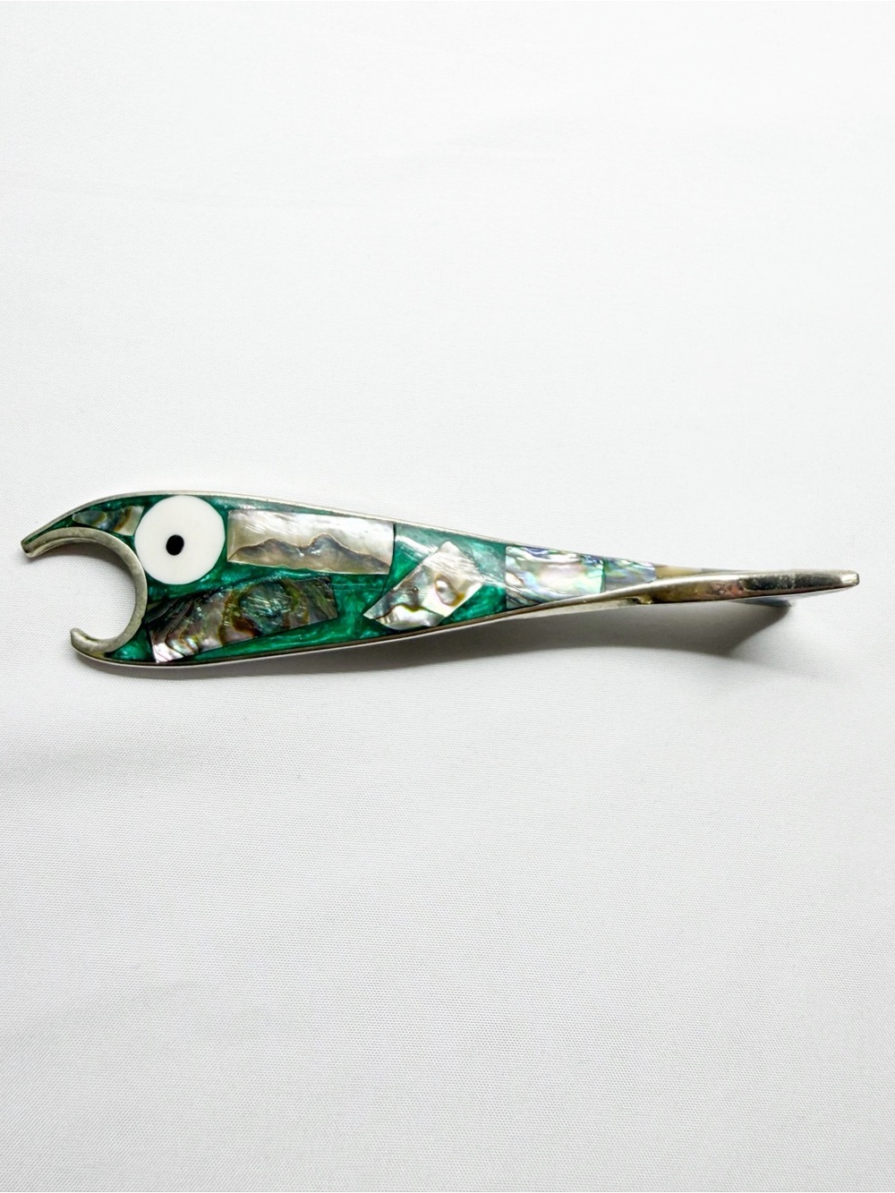 Vintage Abalone Inlay Fish Bottle Opener Mexico